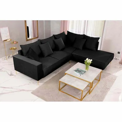 Produktbild von FurMeb24 ECKSOFA TIVOLI mit Schlaffunktion und bettkasten 270 x 220 cm SCHWARZ - rechte Seite