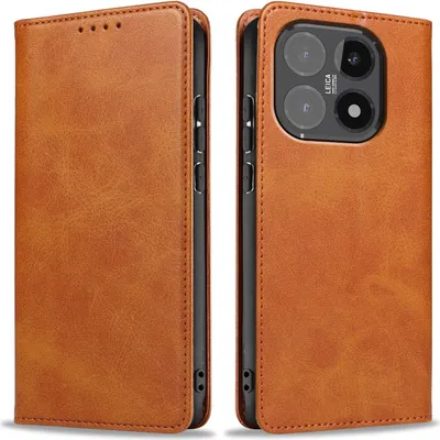 Produktbild von Handyhülle für Xiaomi 15T Kunstleder Flip Cover Hülle Handytasche Case Kartenfach Farbe: Hellbraun