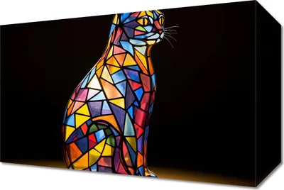 Obrázok produktu pre Maľba mačky na vitráži, rozmery 30 x 20 cm