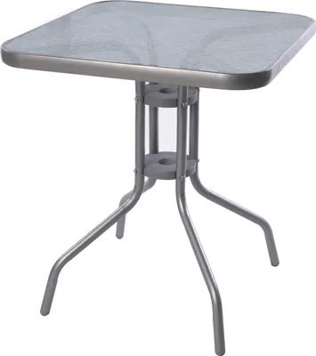 Produktbild von Bistrotisch Balkontisch Gartentisch Tisch Silber Glas Metall 60x60cm