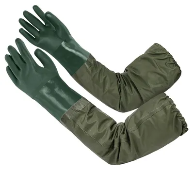 Produktbild von Lange wasserdichte Gummihandschuhe, 71 cm, PVC, für Garten und Mechanik