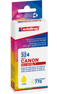Image de edding EDD-324 jaune Cartouche d'impression compatible avec Canon CLI-551 XL