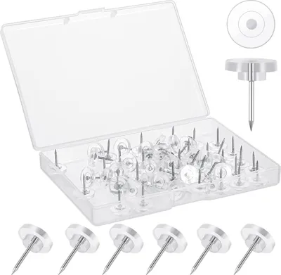 Produktbild von 150 Stück Transparente Reißzwecke, 16mm Reißnagel mit Plastikbox, Karte Nagel Pinnadeln, Polster Reißzwecken, Durchsichtig Reißnägel Pins für DIY, Bulletin Board, Kork Boards, Wandkarten