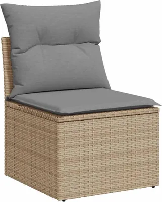 Produktbild von vidaXL Gartensessel ohne Armlehnen mit Kissen Beige Poly Rattan