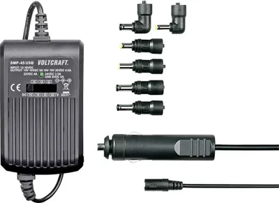 Produktbild von VOLTCRAFT SMP-45 USB Notebook-Netzteil 45 W 9.5 V/DC, 12 V/DC, 15 V/DC, 16 V/DC, 18 V/DC, 19 V/DC, 20 V/DC 3 A