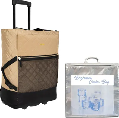 Produktbild von Einkaufstrolley Trolley Punta Wheel Classy Luxury Einkaufsroller Einkaufswagen Shoppingtrolley Shopper EInkaufskorb mit Rollen und Gurten Trolly 10422-2900 Gold Beige + Bagboom Thermo TK Tasche