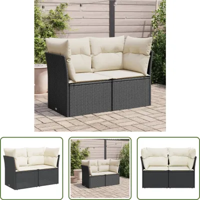 Zdjęcie produktu dla The Living Store sofa ogrodowa z poduszkami 2-osobowa czarny polirattan