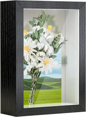 Productafbeelding van 3D Fotolijst 10x15 cm, 3 cm diepte, zwart, echt glas, voor wand