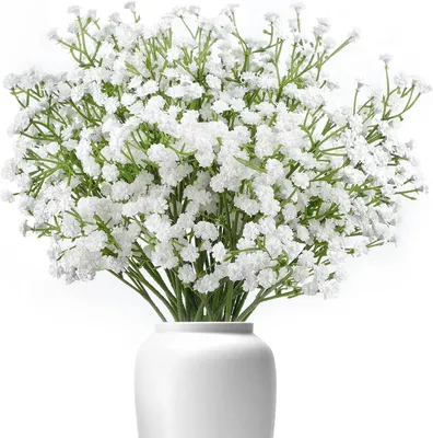 Imagen del producto de 6 unidades de gypsophila artificial, flores falsas blancas, gypsophila artificial, flores artificiales mini, "baby's breath" artificial, flores "baby's breath" artificiales para bodas, decoración del hogar, proyectos de manualidades