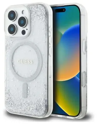 Zdjęcie produktu dla Guess Guhmp16Lrgrges Iphone 16 Pro 6.3 Srebrny/Silver Hardcase Resin Gradient Glitter Magsafe