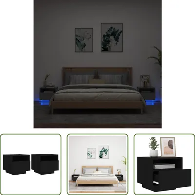 Immagine prodotto di The Living Store Comodini con luci LED 2 pezzi nero 40x39x37 cm
