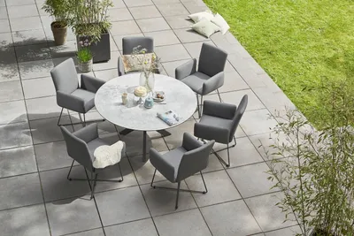Produktbild von Diamond Garden Stuhl ARONA Sun & Rain, Edelstahl Dunkelgrau / Tuvatextil® (100 % Polyacryl) Grau