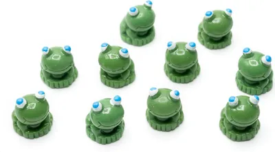 Produktbild von 10x Frösche Set Figuren Miniblings Aufstellfiguren Frosch grün mit blauen Augen
