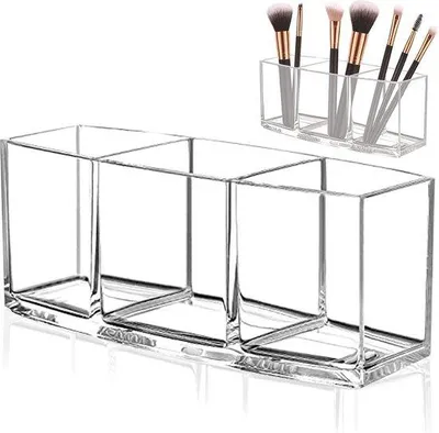 Image de Porte-pinceaux pour trousse de maquillage - Transparent - Idéal pour ranger vos produits de maquillage - Pièce unique - Plastique