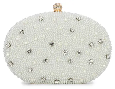 Immagine prodotto di Solidchoice - Pochette "Perle Bianche" per donna, decorata con applicazioni