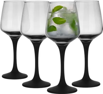 Produktbild von GLASMARK® schwarze transparente Weinglas 4-Set 300 ml Große (max. 325 ml) 4 Stück Rotweingläser Weinkelch Weinglas VINO auf Fuß - Hochwertige Qualität