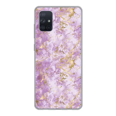 Produktbild von MuchoWow® Handyhülle Schutzhülle Hülle für Samsung Galaxy A71 Gold - Marmor - Muster - Lila Silikon Softcase Handy Hülle - Kartenbesitzer