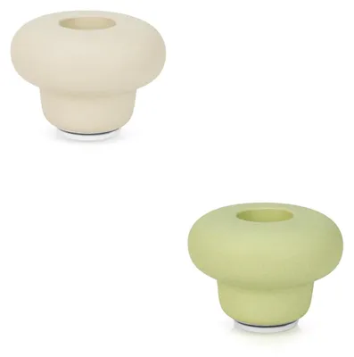 Keramik-Kerzenhalter 2 Stück, 2 cm, hellgrün, für Tischdeko