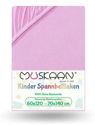 Produktbild von Jersey Kinder Spannbettlaken 60x120 cm - 70x140 cm Rosa 100% Baumwolle