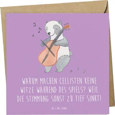 Produktbild von Mr. & Mrs. Panda Grußkarte Cello Witz Verdorben - Lavendeltraum - Geschenk, Klappkarte, Streichinstrument, Orchester, Instrument, Lernen, Solo, Musik, Musiker, faltkarte