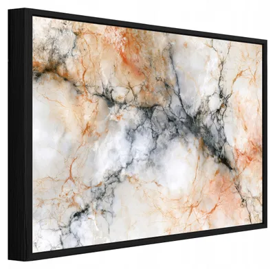 Produktbild von Bilder mit Rahmen Marmor Abstrakt Glamour - 100x70 cm - Wandbilder Wohnzimmer Schlafzimmer - Leinwand Bilder mit Rahmen Beige - PPR16778O1