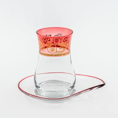 Image de Verres à café ou à thé avec ces soucoupes Hassen Rouge 10 cl x 6 - Coffret