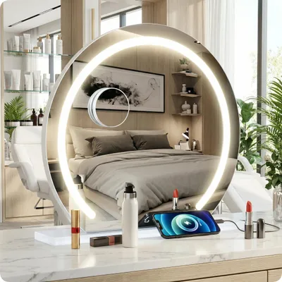 Produktbild von Make-up Spiegel weiß 60cm LED Lichtfarbe Spiegel X10