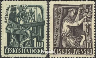 Produktbild von Briefmarken Tschechoslowakei 1949 Mi 597-598 (kompl.Ausg.) postfrisch Gewerkschaft