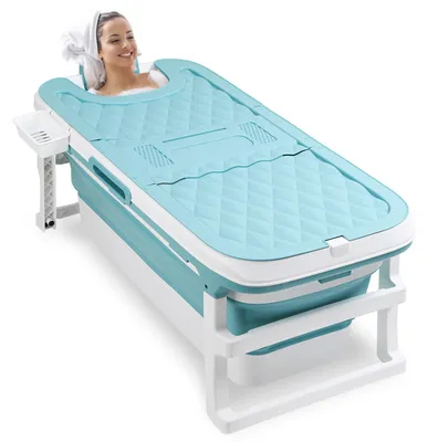 Produktbild von Ikodm Badewanne Erwachsene 132x60x50cm Faltbare Mobile Badewanne Tragbar mit Abdeckung für Dusche Spa