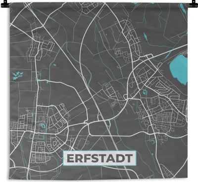 Produktbild von MuchoWow® Wandteppich Wandbehang Deutschland - Blau - Erfstadt - Stadtplan - Karte 150x150 cm Tapisserie Dekoration Wandtuch - Wohnaccessoires - Modernes