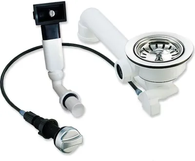 Produktbild von Küchenspülen Ablauf-Set - Drehexcenter 3 1/2 Zoll / 114 mm, Siebkorbventil, Raumsparbogen und rechteckiger Überlauf für Edelstahl-Spülen von Blanco Rieber Teka