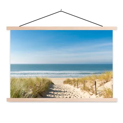 Produktbild von MuchoWow® Textilposter Strand - Meer - Düne - Sand - Sommer 120x80 cm mit holzfarbenen Rahmen - Aufhängeset