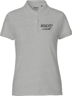 Produktbild von Huuraa Damen Polo Shirt Ansbach verliebt XS Sport Grey Bio Baumwolle Fairtrade Poloshirt Geschenkidee