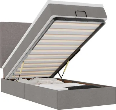 Produktbild von vidaXL Ottoman-Bett mit Matratze & LEDs Taupe 100x200 cm Stoff