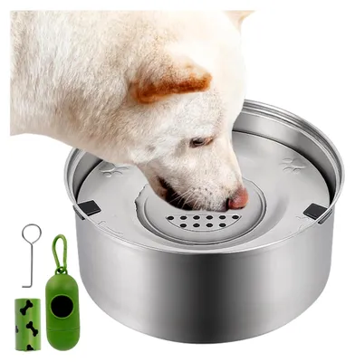Produktbild von Wassernapf für Hunde, 3L Edelstahl, langsames Trinken, auslaufsicher, rutschfester Boden für Haustiere