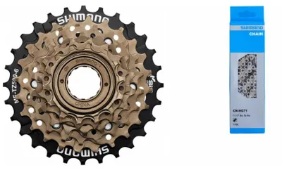 Produktbild von Shimano Set Schraubzahnkranz MFTZ500 6-fach 14-16-18-21-24-28 Zähne + Kette C...