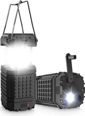 Produktbild von Wiederaufladbare Handkurbel-Lampe – 5000mAh Powerbank + LED-Handlampe, ideal als Camping/Zeltlampe