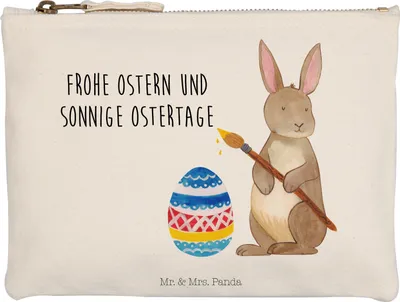 Produktbild von Mr. & Mrs. Panda Etui Hase Eier Malen Grösse XL Große - Weiß - Geschenk, Osterei, kosmetiktäschchen, Kulturbeutel, Osterhase, Ostern, Ostergrüße, Schminktasche, Mäppchen