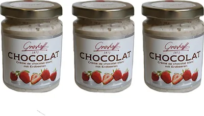 Produktbild von Grashoff Chocolat Blanc Erdbeeren aus weißer Schokolade 250ml 3er Pack