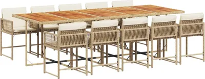 Produktbild von vidaXL 11-tlg. Garten-Essgruppe mit Kissen Beige Poly Rattan