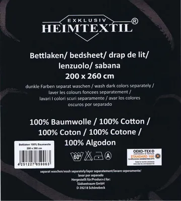 Produktbild von Betttuch ohne Gummizug Bettlaken glatt Haustuch Marke 200 x 260 cm weiss