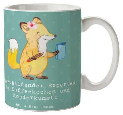 Produktbild von Mr. & Mrs. Panda Kaffeetasse Auszubildende Kaffeekünstler - Meeresbrise - Geschenk, Pott, Berufspassion, berufliche Ausbildung, kaffeebecher bedruckt, Ausbildungsverlauf