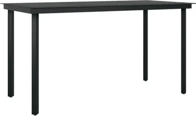 Produktbild von vidaXL Garten-Esstisch Schwarz 140x70x74 cm Stahl und Glas