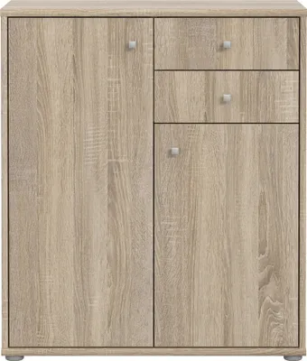 Produktbild von Kommode >TEMPRA2< 2 Türen, 2 Schübe, Sonoma Eiche Nachbildung - 73,7x85,5x34,8cm (BxHxT)