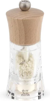 Zdjęcie produktu dla Ręczny młynek do soli naturalnej – młynek ceramiczny – 14 cm – drewno/akryl