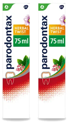 Produktbild von 2 x Parodontax Herbal Twist Tandpasta - Ingwer & Minze - 75 ml - Vorteilspackung - 2 Stücke