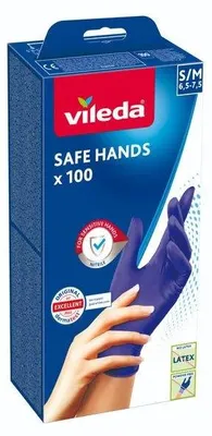Produktbild von VILEDA Safe Hands Handschuhe, 100 Stück - Größe 2,5 mm S/M