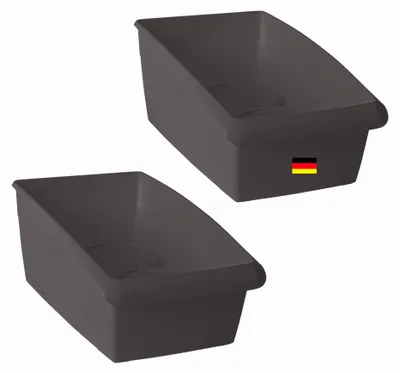 Produktbild von Novaliv 2er Set Kosmetik Organizer klein Schubladen Organizer Badezimmer - 25 x 12 cm ANTHRAZIT GRAU Make-up Pinselhalter – für Schminkpinsel Eyeliner Lippenstift Lipgloss Kosmetikpinsel Behälter