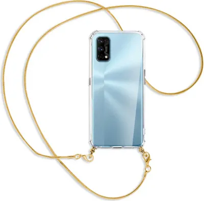 Produktbild von Handykette Backcover-Schutzhülle mit Band (Metall goldfarben) für Realme 7 Pro - goldfarbene Kette Snake