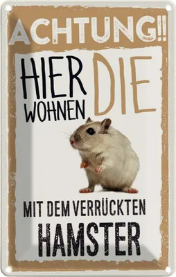 Produktbild von vianmo Blechschild 18x12 cm Tiere Achtung hier Hamster Tier Haustier
